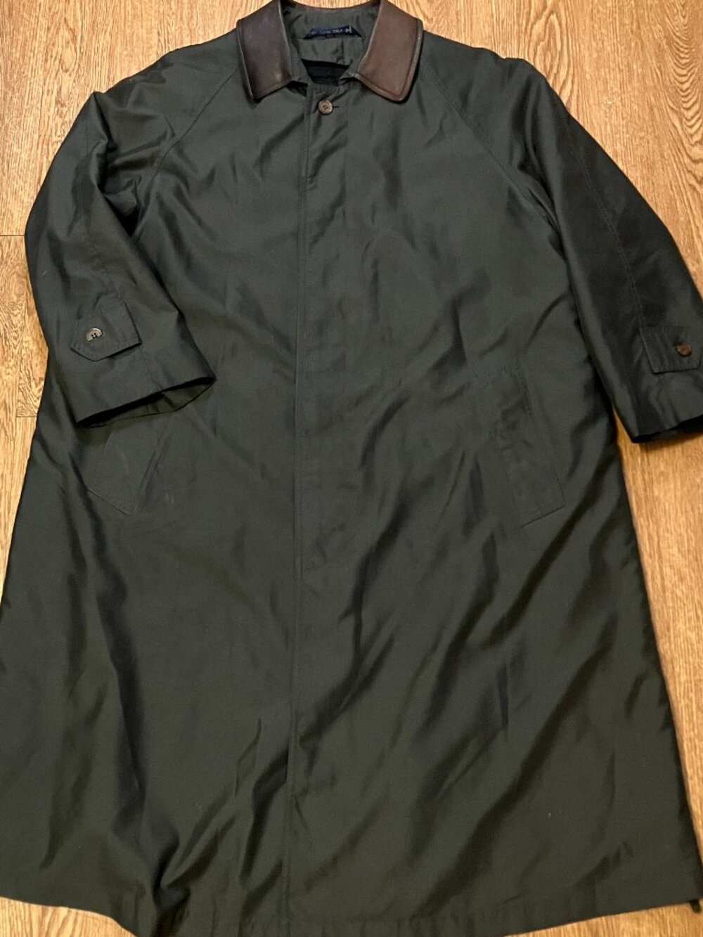 Vintage Chaps Ralph Lauren Rain Coat Leather Collar